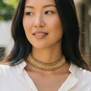 Chico's Rhinestones & Leather Choker NWT